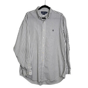 Ralph Lauren Men’s 16 1/2 34/35 Yarmouth Button Down White & Black Striped Shirt